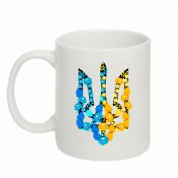 Чашка 320ml Тризуб квіти Україна - PrintSalon