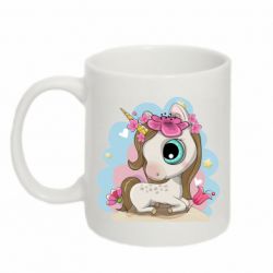 Чашка 320ml Unicorn with flowers
