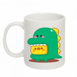 Чашка 320ml Уточка в костюме динозавра