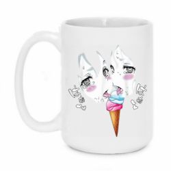 Чашка 420ml Ahegao girl eating ice cream - PrintSalon