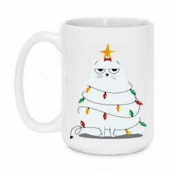 Чашка 420ml Cat and Christmas Lights - PrintSalon