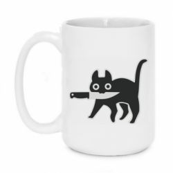 Чашка 420ml Cat with a knife - PrintSalon