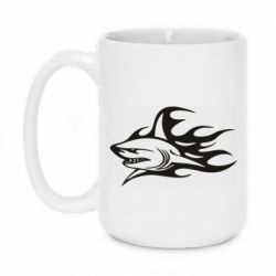 Чашка 420ml Flaming shark - PrintSalon