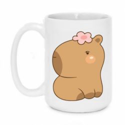 Чашка 420ml Капібара з квіткою - PrintSalon