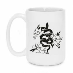 Чашка 420ml Snake with flowers - PrintSalon