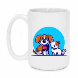 Чашка 420ml Собачка и котик