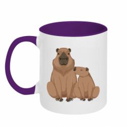 Чашка двухцветная 320ml Две капибары