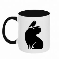 Чашка двокольорова Копібара та Пташка - PrintSalon