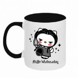 Чашка двухцветная 320ml Wednesday Hello Kitty - PrintSalon