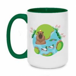 Чашка двухцветная 420ml Капибара в воде - PrintSalon