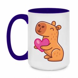 Чашка двухцветная 420ml Капибара сердечко - PrintSalon