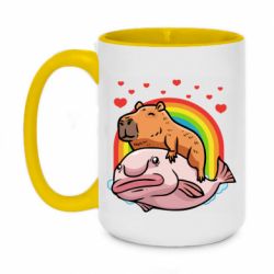 Чашка двухцветная 420ml Капибара на рыбе - PrintSalon