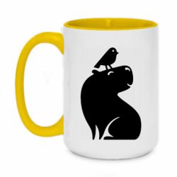 Чашка двокольорова велика Копібара та Пташка - PrintSalon