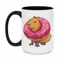 Чашка двухцветная 420ml Пончик с капибарой - PrintSalon