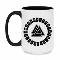 Чашка двухцветная 420ml Scandinavian Runes And Walknut - PrintSalon