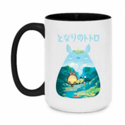 Чашка двухцветная 420ml Тоторо на рыбалке - PrintSalon