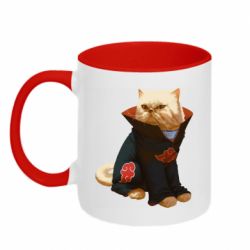 Чашка двухцветная 320ml Akatsuki angry cat - PrintSalon