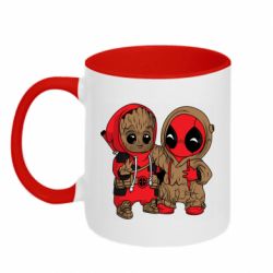 Чашка двухцветная 320ml Baby Groot And Deadpool - PrintSalon