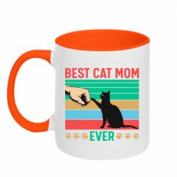 Чашка двухцветная 320ml Best cat mom ever - PrintSalon