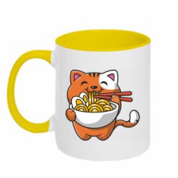 Чашка двухцветная 320ml Cat and Ramen - PrintSalon