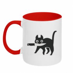 Чашка двокольорова Cat with a knife