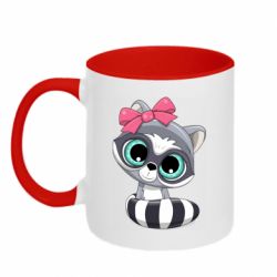 Чашка двухцветная 320ml Cute raccoon - PrintSalon