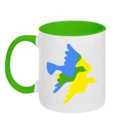 Кружка двухцветная 320ml Dove flag of Ukraine - PrintSalon