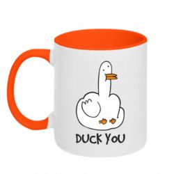 Чашка двухцветная 320ml Duck you - PrintSalon