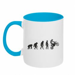Чашка двухцветная 320ml Эволюция мотоциклиста - PrintSalon