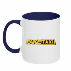 Чашка двухцветная 320ml Fake taxi logo 2 - PrintSalon