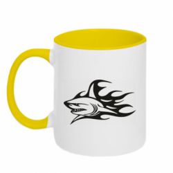Чашка двухцветная 320ml Flaming shark - PrintSalon