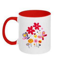 Чашка двухцветная 320ml Flowers and Butterflies - PrintSalon