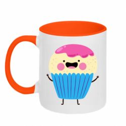 Чашка двухцветная 320ml Funny cupcake with smile - PrintSalon