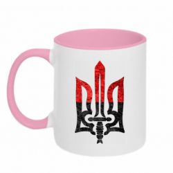 Чашка двухцветная 320ml Герб Украины красно-черный - PrintSalon