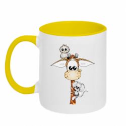 Чашка двухцветная 320ml Giraffe Owl and Mouse - PrintSalon
