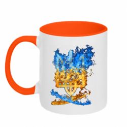 Чашка двухцветная 320ml Горящий гербу Украины - PrintSalon