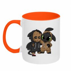Чашка двухцветная 320ml Groot And Toothless - PrintSalon