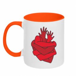 Чашка двухцветная 320ml Heart out of hands - PrintSalon