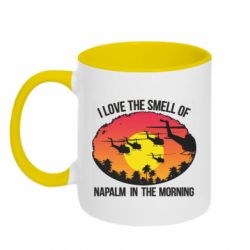 Чашка двухцветная 320ml I love the smell napalm, in the morning - PrintSalon