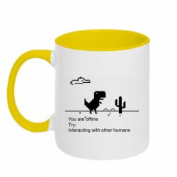 Чашка двухцветная 320ml Internet Dinosaur - PrintSalon