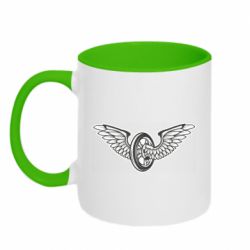 Чашка двухцветная 320ml Колесо и крылья - PrintSalon