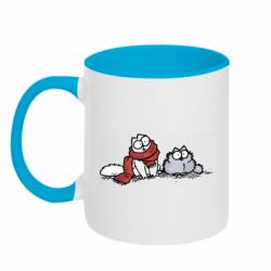 Чашка двухцветная 320ml Кот Саймона Зима - PrintSalon