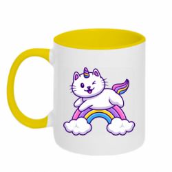 Чашка двухцветная 320ml Котик-единорог - PrintSalon