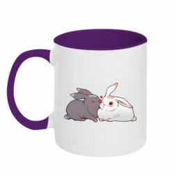 Чашка двухцветная 320ml Кролики Вэй и Лань - PrintSalon