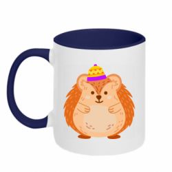 Чашка двухцветная 320ml Little hedgehog in a hat - PrintSalon