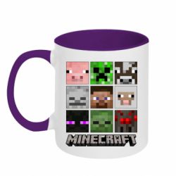 Чашка двокольорова Minecraft character heads
