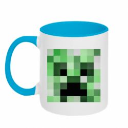 Чашка двухцветная 320ml Minecraft minimalist Creeper - PrintSalon