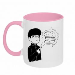 Чашка двухцветная 320ml Моб Психо и гамбургер - PrintSalon