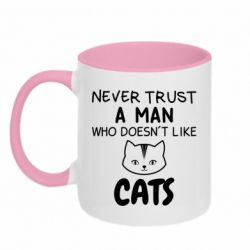 Чашка двухцветная 320ml Не любит котов - не доверяй - PrintSalon