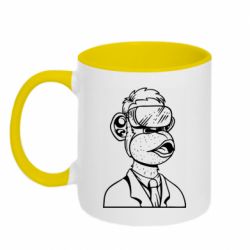 Чашка двухцветная 320ml Обезьяна в виртуальных очках - PrintSalon